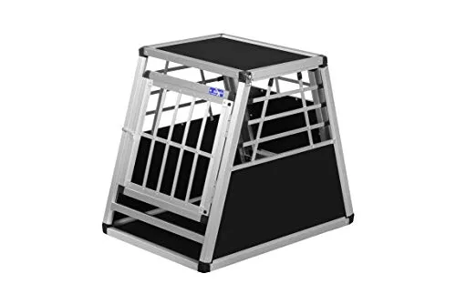 ALPUNA Transportbox N18 – Aluminium Hundebox 72×50×62 cm – Auto Hundebox mit Notausstieg, sicherer Hundetransport im Kofferraum