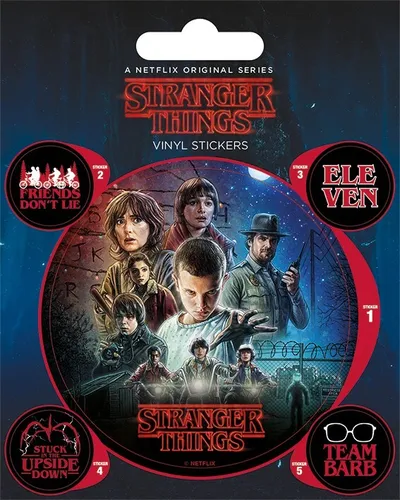 Vinyl Sticker / Aufkleber-Set STRANGER THINGS - One Sheet 1x groß 4xklein PS7423