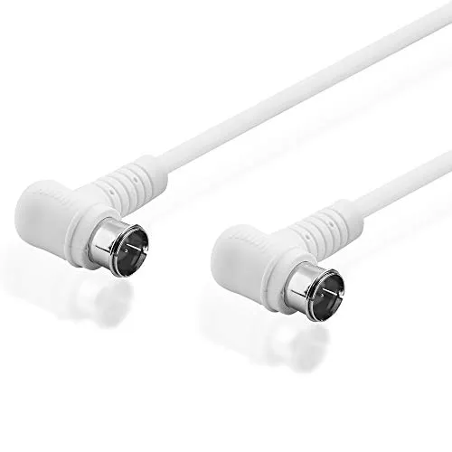 BestPlug 3,5 Meter Sat LNB Kabel 75 Ohm, F Quick-Stecker 90° abgewinkelt auf F Quick-Stecker 90° abgewinkelt, geeignet für 3D SD HD FullHD UHD 4K, Weiss