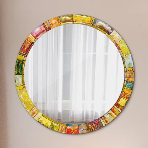 Runder Bad- und Wohnzimmer-Wandspiegel mit buntem Rahmen - Stylischer runder Wandspiegel mit kratzfestem Glas, ideal für jeden Raum. Der bunte Rahmen setzt farbliche Akzente und verleiht Ihrem Zuhause einen modernen Touch.
