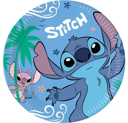 Procos Pappteller Disney Stitch - 8 Partyteller - Ø ca. 23 cm, (8 St)