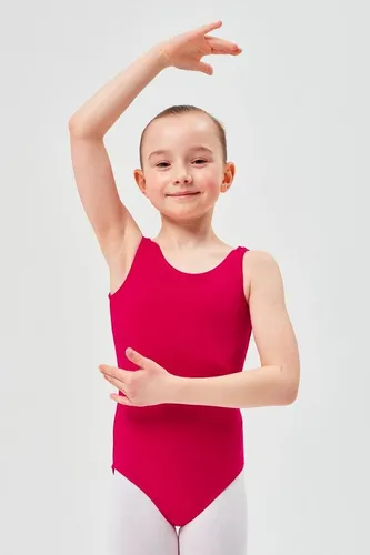 tanzmuster Body Ballettbody Lissy aus weicher Baumwolle ärmelloses Trikot fürs Kinder Ballett