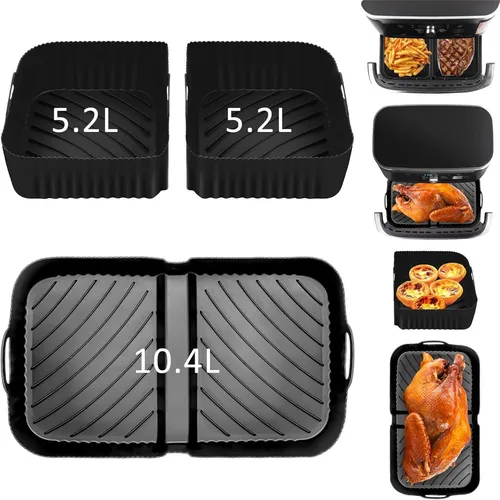 Silikonform Airfryer Zubehör für Ninja Flexdrawer AF500DE AF500EU - 3-teilig - Zubehör für Airfryer, hitzebeständig und perfekt für gesunde, fettfreie Zubereitung von Speisen.