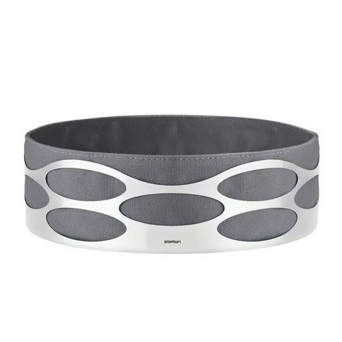 Stelton Brotkorb Embrace 23 cm grau - Brotkästen: Eleganter Brotkorb aus Edelstahl mit praktischer Krümeltasche, ideal für ein sauberes und stilvolles Frühstück oder Brunch.