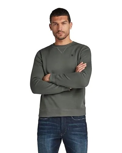G-STAR Herren Premium Core Sweatshirt, Grau - Stylisches Sweatshirt für Herren mit geripptem Ausschnitt und Rippbündchen, ideal für lässige Looks und höchsten Tragekomfort.