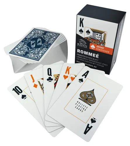 Rommee Kartenspiel – 110 wasserfeste Spielkarten aus Kunststoff.Stil:Jumbo Index