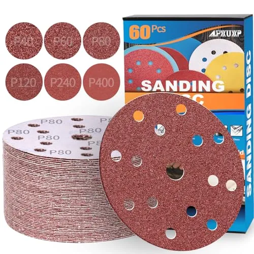 Stück Schleifpapier 150mm Klett 15-Loch Schleifscheiben Profi für Rund Exzenterschleifer- je10x P40 P60 P80 P120 P240 P400 Mischkorn-ALPXUXP 60
