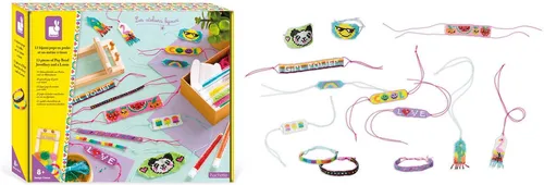 Janod Kreativset Schmuckstücke aus Perlen bunt - Basteln: Kreatives Set mit 500 bunten Perlen, ideal für Kinder ab 8 Jahren, fördert die Kreativität und Geschicklichkeit beim Schmuckdesign.