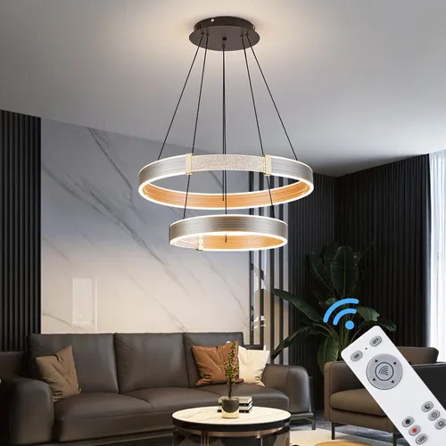 LED Pendelleuchte mit Fernbedienung & App - Schwarz/Gold - Moderne LED Pendelleuchte mit Fernbedienung und App-Steuerung für stufenlos einstellbare Lichtfarbe und Helligkeit. Robuster Alurahmen, energiesparend und ideal für jeden Raum!