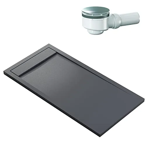 BERNSTEIN Duschtasse 160x80 cm Anthrazit Matt - Duschkabinen & -wände: Flache Mineralguss-Duschwanne mit rutschfester Oberfläche und einfachem Ablauf, ideal für moderne Badezimmergestaltung.