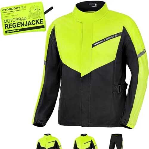 SHIMA HydroDry 2.0 Motorrad Regenjacke - Funktionsjacke aus wasserdichtem Material, ideal zum Tragen über einer Motorradjacke, mit reflektierenden Einsätzen für hohe Sichtbarkeit bei schlechtem Wetter.