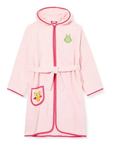 Playshoes Unisex Kinder Frottee-Bademantel Eule in pink von PLAYSHOES
