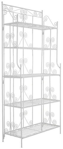 CLP Standregal Ciara I Metallregal für Pflanzen im Landhausstil - Bäckerregale - Vielseitiges Standregal im Landhausstil mit 5 klappbaren Böden, ideal für Garten und Balkon. Robust aus pulverbeschichtetem Metall für Langlebigkeit und attraktives Design.