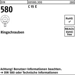 Ringschraube DIN 580 Stahl M39 - Eisenwaren: Robuste M39 Ringschraube aus Stahl, ideal für sichere Hebeanwendungen mit hoher Tragfähigkeit.