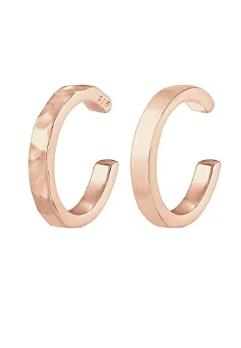 Elli Ohrringe Damen Earcuff 2er Set – Verstellbare 925 Sterling Silber Ohr-Clips im Organic Look - Ohrringe für Damen: Handgefertigte Ear-Cuffs aus 925 Sterling Silber, ideal für jeden Anlass und auch ohne Piercing tragbar.