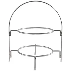 eGenuss 2-stöckige Etagere aus Edelstahl - Praktisches klappbares Serviergestell für 2 Teller (Ø bis 24 cm) mit rutschfesten Gummifüßen – ideal für stilvolle Präsentationen bei Buffets und Feiern.