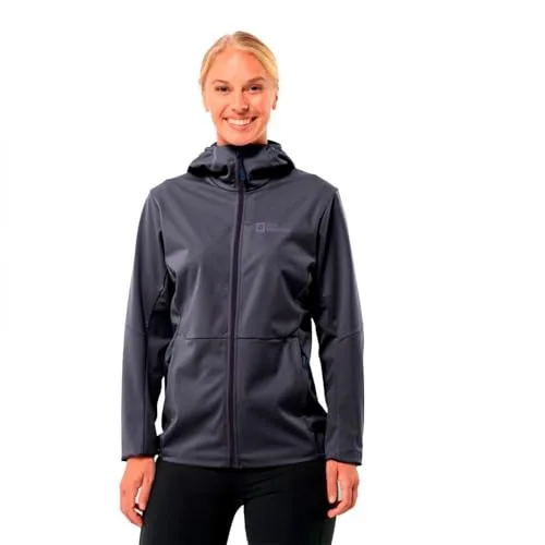 Jack Wolfskin Damen Feldberg Hoody W Softshelljacke - Graphite, XL EU - Funktionsjacken: Winddichte und wasserabweisende Softshelljacke, ideal für Outdoor-Aktivitäten, elastisch und atmungsaktiv für optimalen Tragekomfort.
