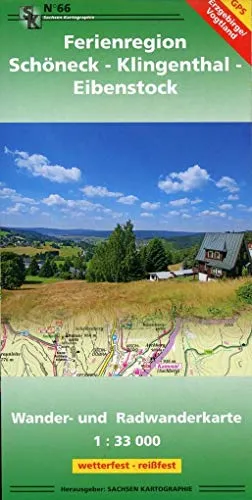 Ferienregion Schöneck-Klingenthal-Eibenstock: Wander- und Radwanderkarte mit Reitwegen 1:33 000 GPS-fähig, wetterfest, reißfest