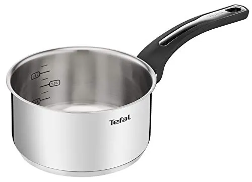 Tefal Emotion E3012904 Stieltopf, 18 cm - Edelstahl Stieltopf mit dickem Boden für gleichmäßige Hitzeverteilung, elegantes Design und robuster Griff, ideal für Induktion und langlebigen Kochspaß.