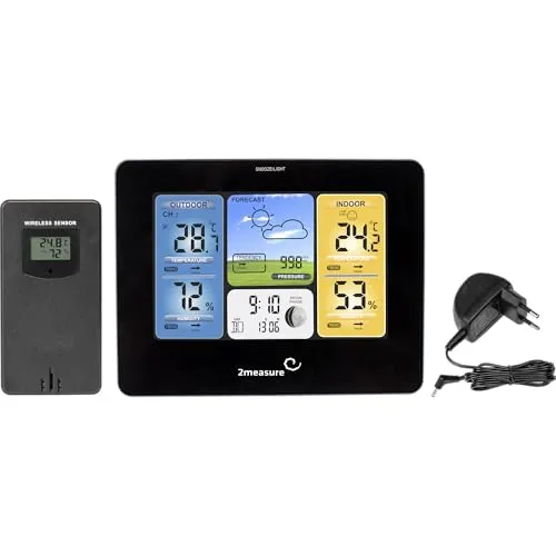 BROWIN® Funk-Wetterstation mit Außensensor 260908 | Wettervorhersage, 90 m Reichweite, Schwarz