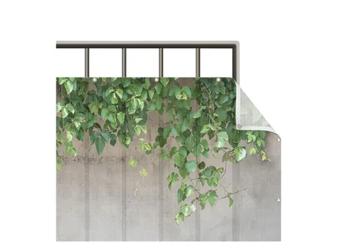 Produktbild Bilderdepot24 Balkonsichtschutz Sichtschutz Balkon Tropisch Natur Mauer Efeu Balkonbespannung (1m bis 10m fein gelochter Sichtschutz aus Mesh für Geländern & Zäunen, Fertig geöst, inkl. Kabelbindern zur Anbringung) Sichtschutz Terrasse Balkontuch Balkonverkleidung Windschutz Terrasse