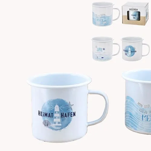 Stück Emaille XXL Tasse 450ml Fassungsvermögen Maritime Motive 3