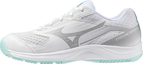 MIZUNO CYCLONE SPEED 5 Damen Volleyballschuhe Black/White/Diva Blue - Leichte und stabile Hallenschuhe für Volleyball, ideal für alle, die Komfort und Flexibilität suchen. Atmungsaktives Obermaterial sorgt für angenehmen Tragekomfort.