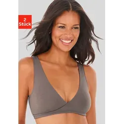 Still-BH PETITE FLEUR, Damen, Gr. 42, N-Gr, braun (taupe, schwarz) - Still-BH ohne Bügel in Wickel-Schlupf-Form, ideal zum einfachen Stillen. Aus 95% Modal für hohen Tragekomfort, perfekt auch für die Nacht.