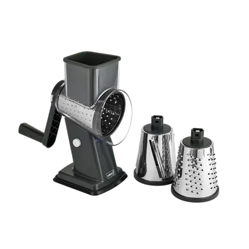 LURCH Standtrommelreibe Easy Prep mit 3 Einsätzen (Scheiben, fein, extra-fein) iron grey