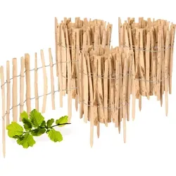 Gartenzaun aus Haselnuss - Staketenzaun für Beeteinfassung (3 Stück, 35 cm x 500 cm) - Der natürliche Gartenzaun aus Haselnussholz fügt sich harmonisch in Ihre Gartenlandschaft ein. Wetterfest und langlebig bietet er eine stilvolle Abgrenzung für Blumenbeete und stützt Kletterpflanzen.