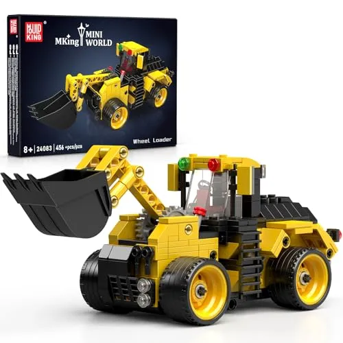 Mould King 24083 Technik Radlader Bausteine - Baufahrzeug Spielzeug mit Knicklenkung und beweglicher Schaufel - Geburtstagsgeschenk für Jungen ab 9 Jahren(456Teile)