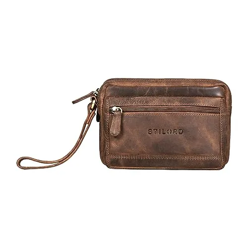 STILORD Herren-Handgelenktasche aus Echtleder braun - Vintage Männer-Handtasche - Retro Ledertasche - Leder-Herren-Organizer 'Pax'