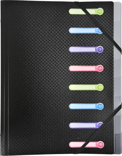 Exacompta 56181E Premium Ordnungsmappe Opak - DIN A4, 8 Fächer, 3 Klappen, stabiler Kunststoff, ideal für übersichtliche Dokumentenaufbewahrung