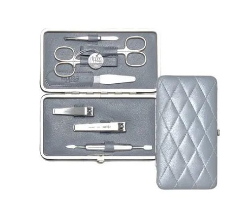 Nippes Solingen Maniküre-Etui RAUTE 5-tlg. mit Lamm-Nappa-Etui - Nageletuis mit hochwertigem Lammnappa-Etui, elegantes Design und perfekt für die gesamte Familie. Ideal für die Nagelpflege mit erstklassigen, vernickelten Instrumenten.