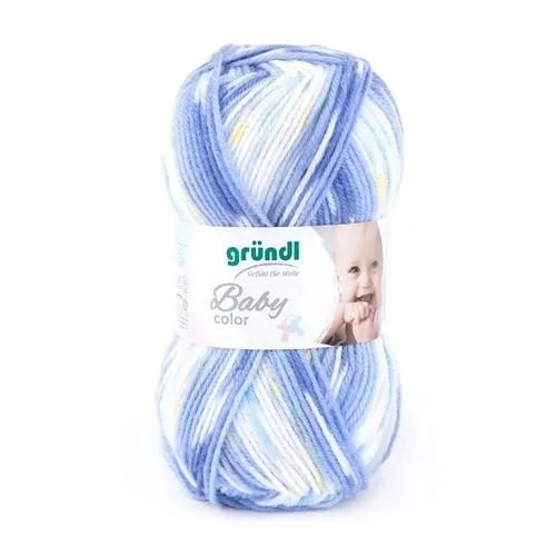 GRÜNDL WOLLE BABY COLOR 50G KORNBLUME BLAU BLASSGELB WEIß 50G/4,98 EURO NEU