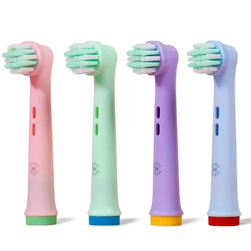 Oral-B Kompatible Aufsteckbürsten Kinder | OralVista 4er-Pack bunte elektrische Kinder Aufsteckbürste | Sanft zu empfindlichem Zahnfleisch | Lustiges Design