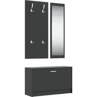 vidaXL Flurmöbel Set 3-TLG. Garderobenset - Dielenmöbel Set mit Schuhschrank, Wandspiegel und Garderobe, bietet viel Stauraum und praktisches Design für einen aufgeräumten Flur.