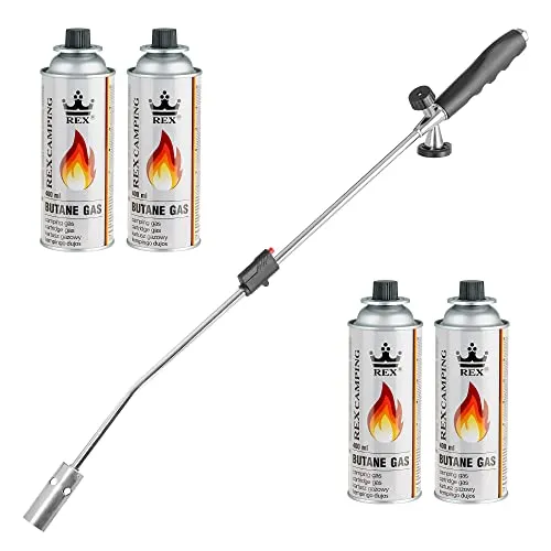 Mianova Unkrautbrenner Gasbrenner Unkrautvernichter Brenner Abflammgerät Lötbrenner Gasanzünder 4 Gasflaschen