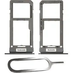 SAMSUNG GALAXY S8 / Plus G950F G955F SIM KARTEN HALTER TRAY ADAPTER FACH STECKER SLOT + NADEL MIDNIGHT BLACK SCHWARZ - Schwarz