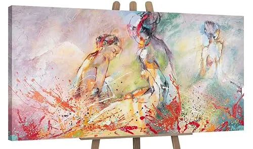 YS-Art Abstrakt Stil Acryl Gemälde auf Leinwand Heißer Sommer handgemalt Wandbilder Wohnzimmer modern Wohndekor Akt Bilder echte Kunstwerke gerahmt 160x80 cm