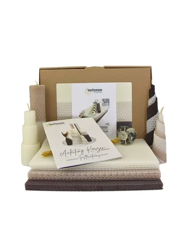 Wachsmann Bienenprodukte Bienenwachskerze selber machen Set - Wachskerzen Set mit 15 Bienenwachsplatten und Hanf-Dochten, ideal für kreative Bastelstunden und natürliche, gemütliche Beleuchtung.