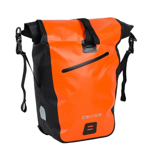 Fahrradtasche orange/schwarz Packtasche 25 L Gepäckträgertasche Wasserdicht Schnellverschluss