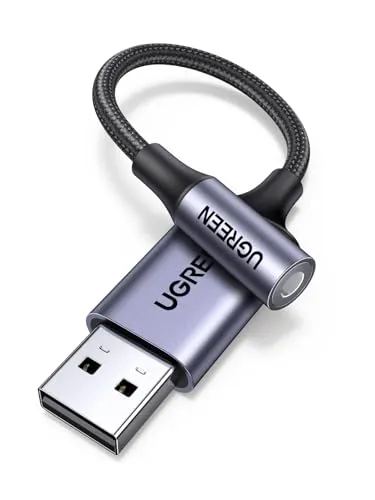 UGREEN USB auf 3.5mm Klinke Adapter Soundkarte für Computer, PS5, Switch, Lautsprecher, Mikrofon 4 Polig TRRS