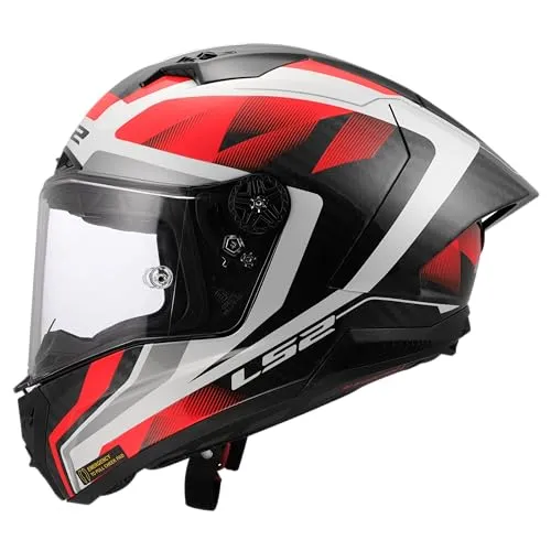 LS2 FF805 Thunder GP Aero Raute - Leichter Integralhelm in Schwarz/Weiß/Rot - XXL - Motorradhelm aus 100% Carbon für optimale Sicherheit und Aerodynamik. Mit Notfall-Release-System und breitem, kratzfestem Visier für besten Komfort und Sicht.