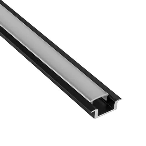 tktrading24 A25 LED Profil Schwarz mit Abdeckung - Premium Einbauprofil - 2m opal