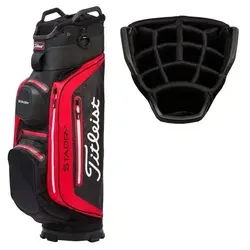 Titleist StaDry Deluxe Cartbag - Wasserdicht in Schwarz/Rot - Golf-Bag mit großem Stauraum, 100% wasserdicht und ideal für alle Wetterbedingungen auf dem Golfplatz.