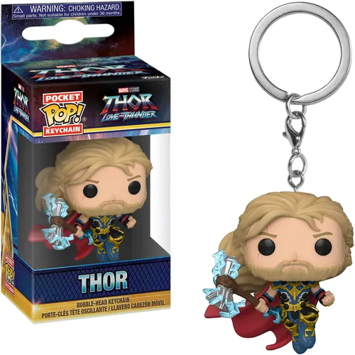 Marvel Thor Love and Thunder - Thor Schlüsselanhänger Funko Pocket POP! - Stylischer Schlüsselanhänger aus hochwertigem Vinyl, ideal für Fans. Perfekt als Geschenk oder zum Sammeln!