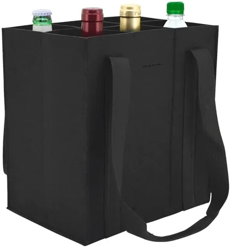 PEARL Filztasche: Filz-Flaschen-Tragetasche für 6 Flaschen, je bis 1,5 Liter, schwarz (Einkaufstasche für, Flaschentasche für Wasserflaschen, Getränkehalter)