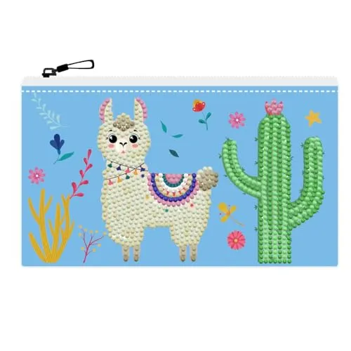 Produktbild DIAMOND DOTZ DOTZIES 2592608 Original 5D Diamond Painting Etui Set, Lama, Kreativ-Kit für DIY Mäppchen mit Glitzersteinen, Diamanten-Bastelset für Kinder ab 6 Jahren