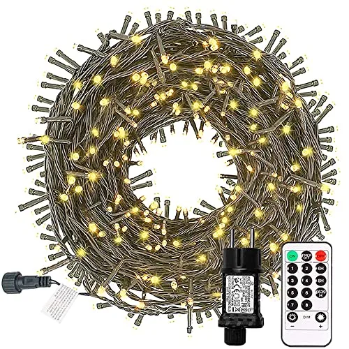 Led Lichterkette Strom 35M 300 LED mit Fernbedienung Timer Merkfunktion Lichterkette Steckdose Wasserdicht für Innen und Außen,Niederspannung, Warmweiß Lichterkette für Party, Weihnachten, Garten